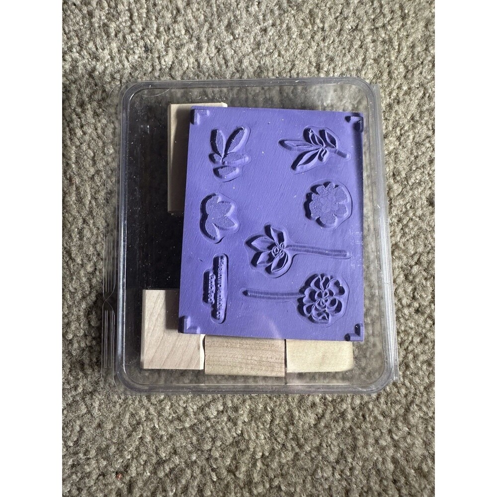 Stampin Up NEW Botanical Blooms Set Of 7  Wood Mounted Rubber Stamps Unmounted